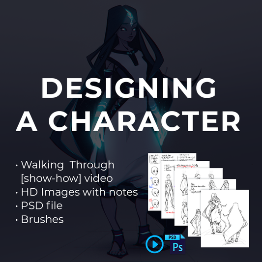 Designing a Character [Process + PSD + Brushes]